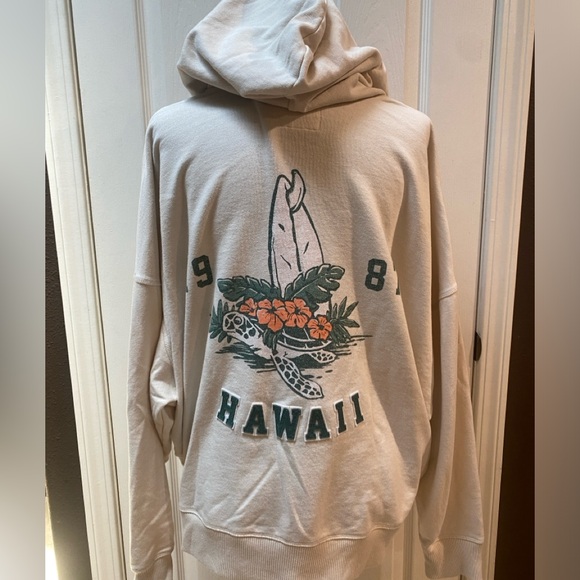 Cream Hoodie with Shades of Green Hawaii Logos - Picture 2 of 6